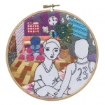 <b>The Twelve Rooms Series - Room #9</b><br/>wooden hoop, cotton embroidery thread, cotton canvas<br/><br/>Ø 15.2 cm<br/>2016<br/>